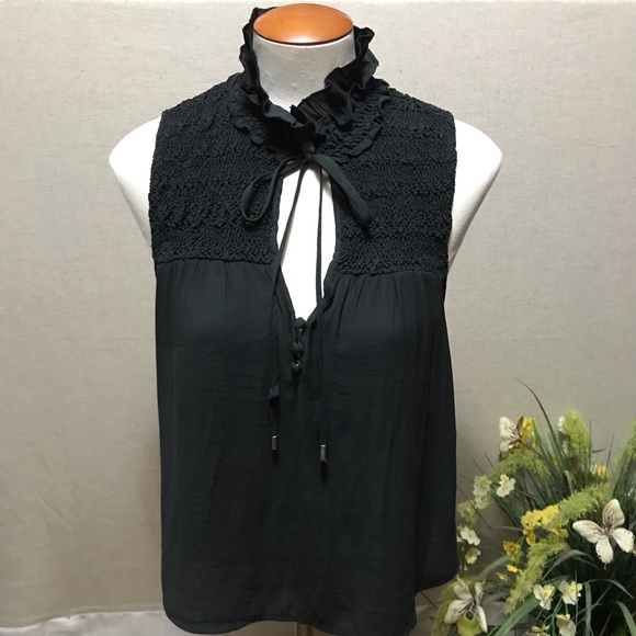 Free People Black Sleeveless Blouse XS